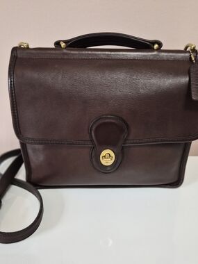 VTG Coach Willis Leather Crossbody & Top Handle Bag 9927 Brown w/ Gold Hardware